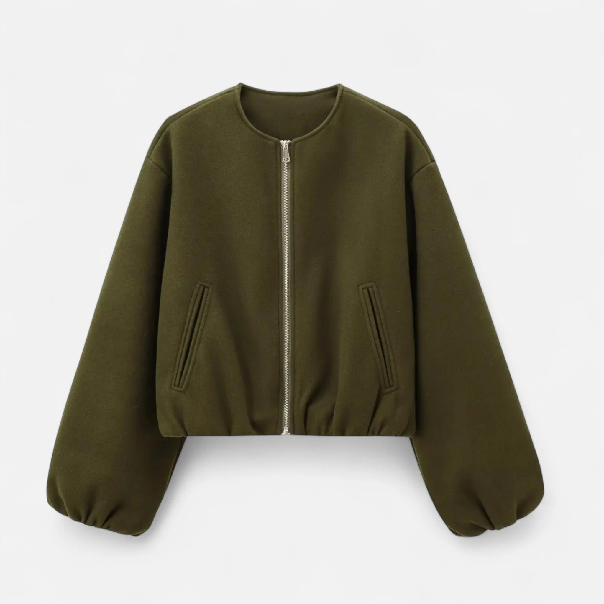 Blouson rétro zippé pour femme – Col rond, style urbain décontracté - Image 8