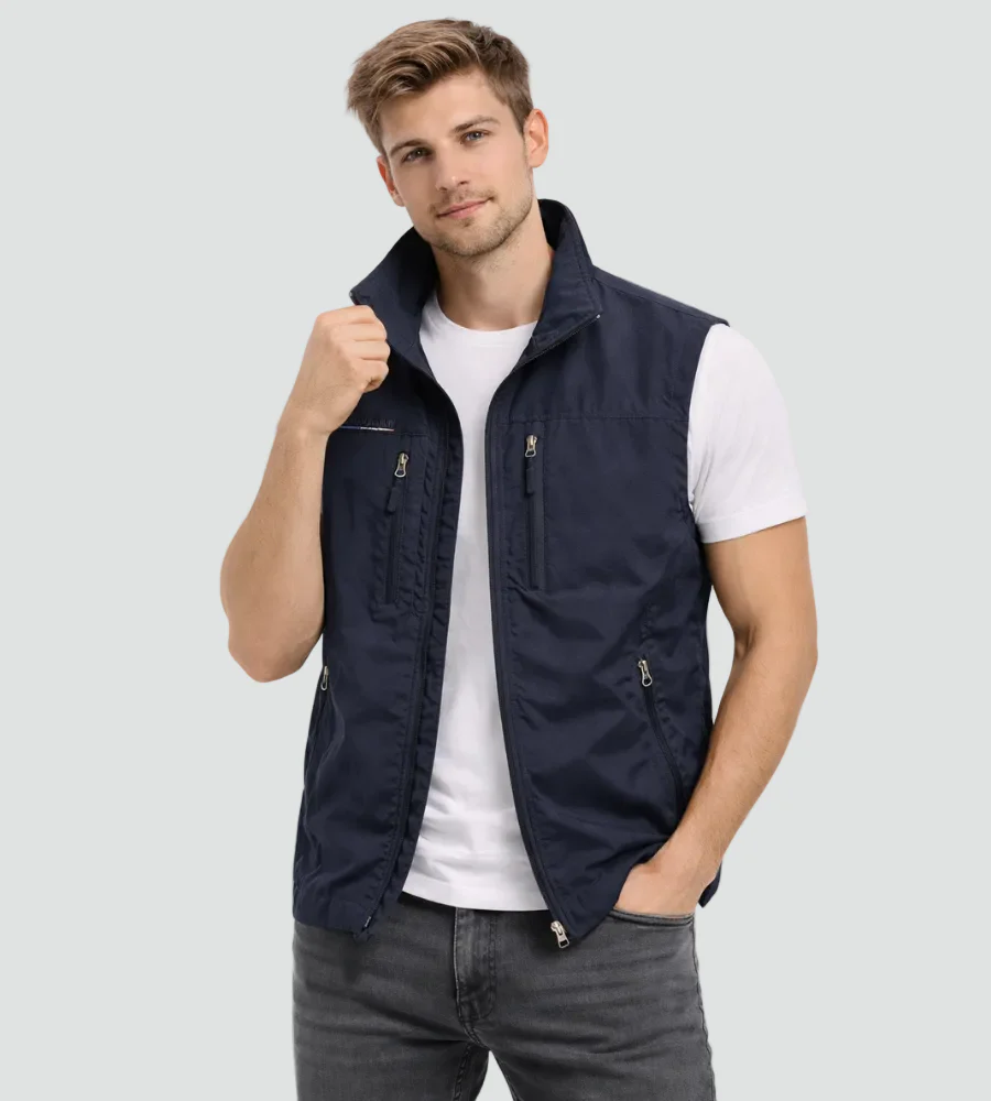 Bodywarmer homme zippe a col montant - Pratique et polyvalent