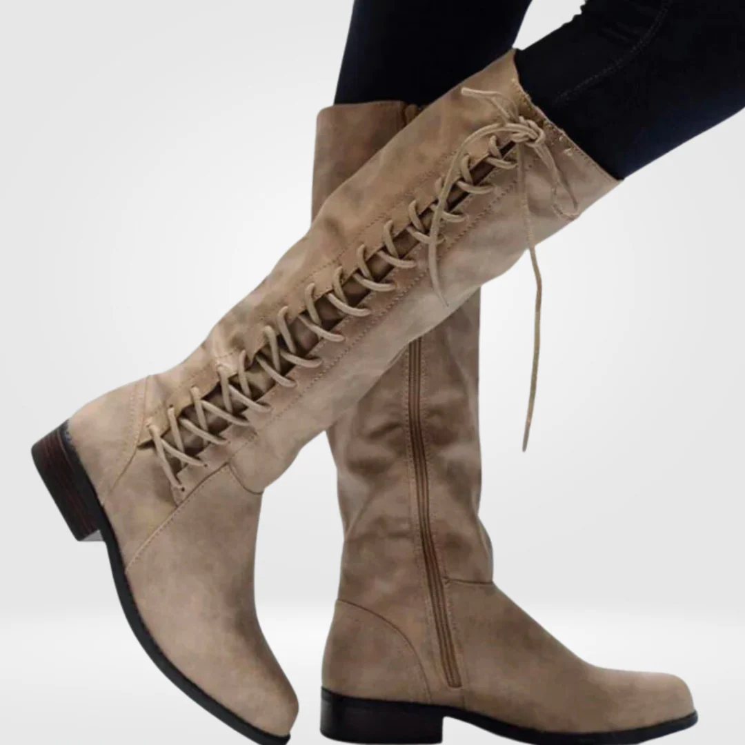 Bottes Hautes en Cuir Lacées Confortables pour Femme – Chaussures Stylées et Durables Automne Hiver - Image 2