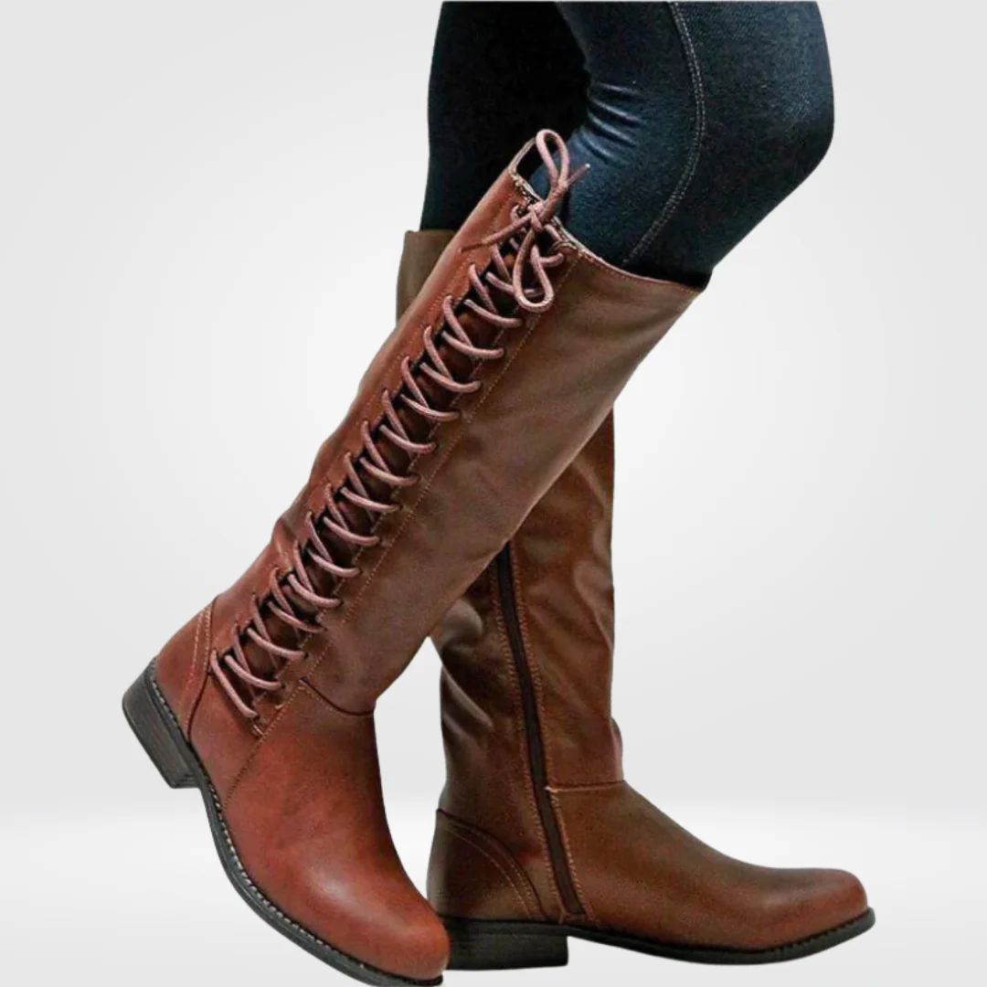 Bottes Hautes en Cuir Lacées Confortables pour Femme – Chaussures Stylées et Durables Automne Hiver - Image 3