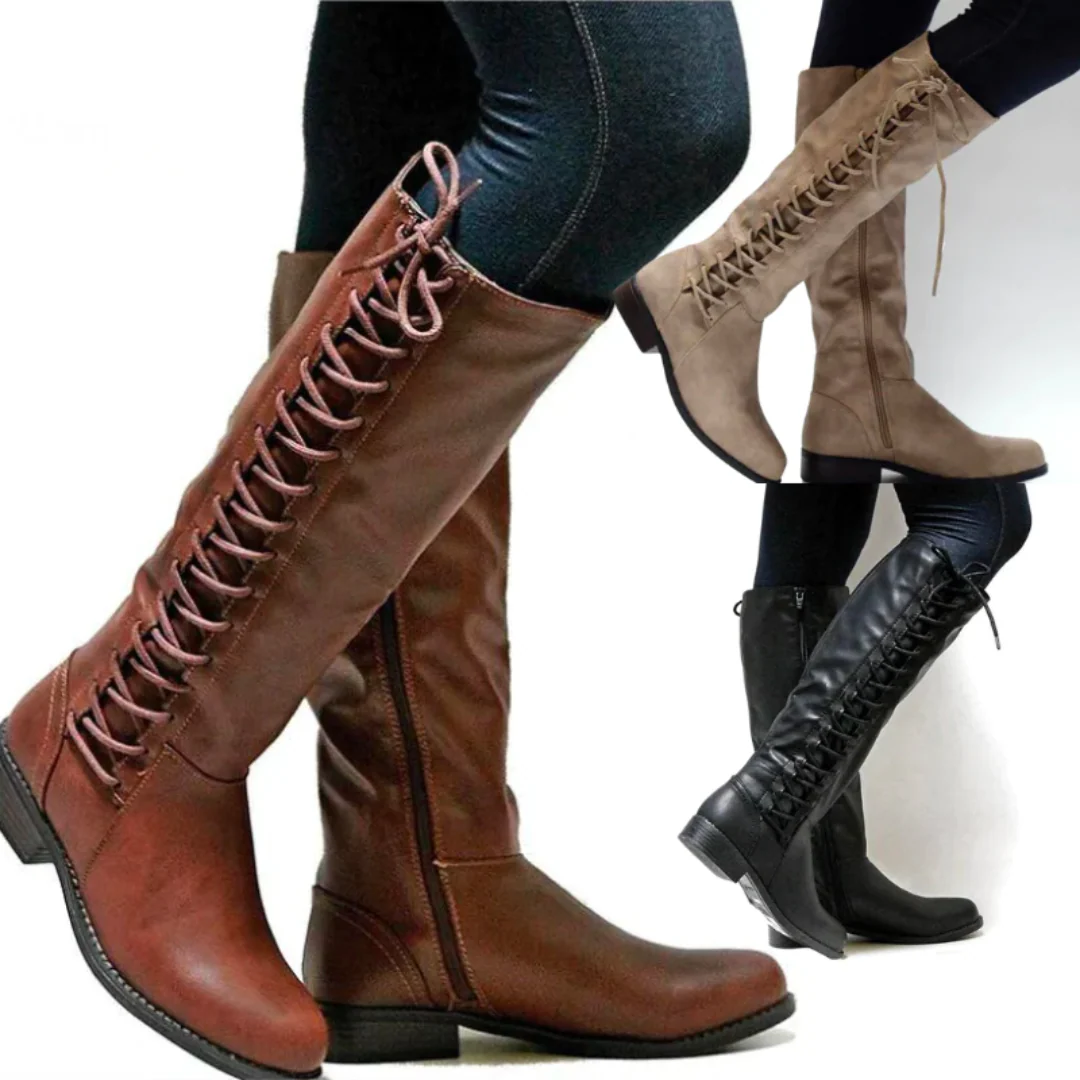Bottes Hautes en Cuir Lacées Confortables pour Femme – Chaussures Stylées et Durables Automne Hiver - Image 4