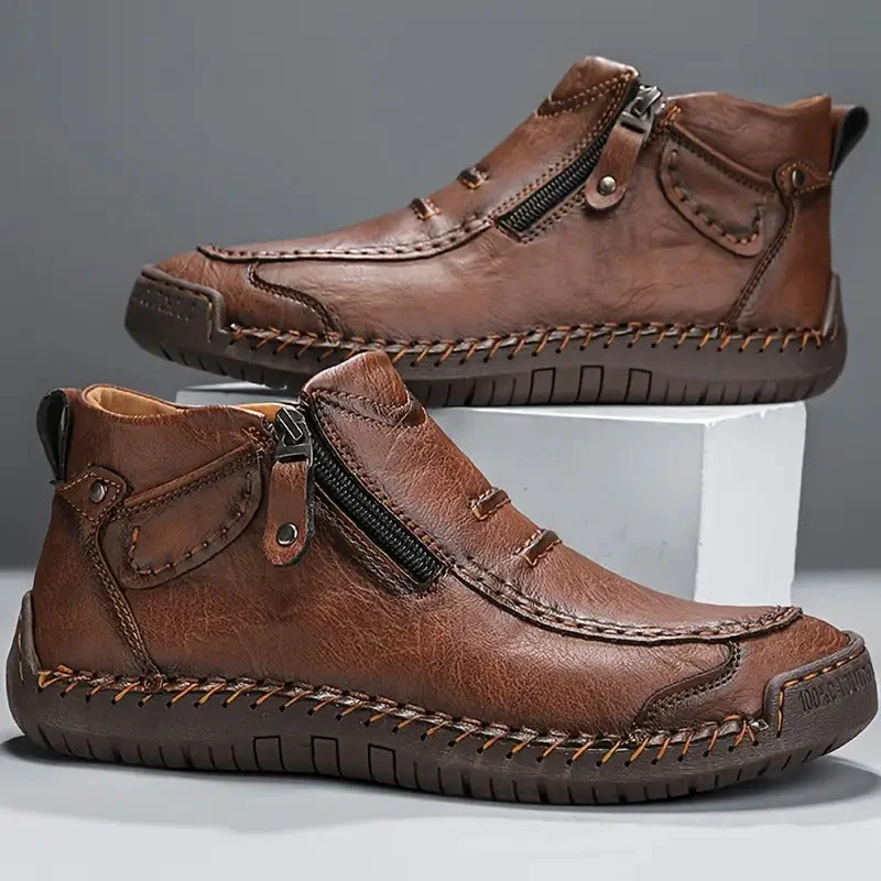 Bottes Homme en Cuir Premium – Design Ergonomique Décontracté à Fermeture Éclair - Image 3