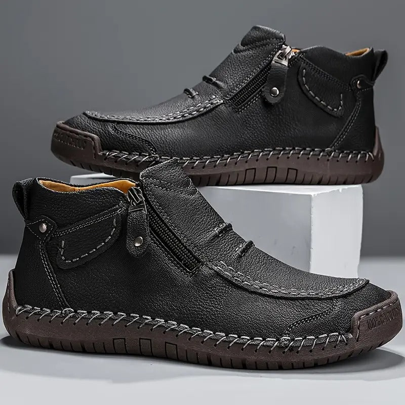 Bottes Homme en Cuir Premium – Design Ergonomique Décontracté à Fermeture Éclair - Image 4