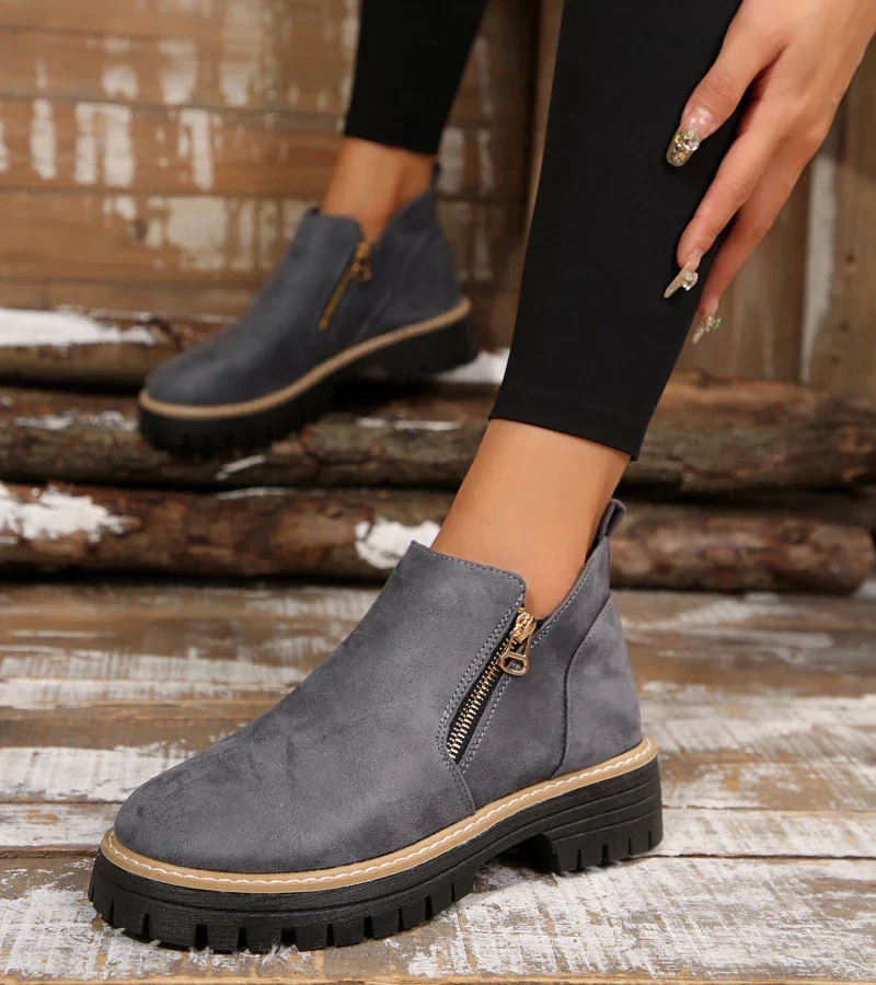 Bottines Confort Femme – Bout Rond avec Plateforme et Fermeture Zippée - Image 10