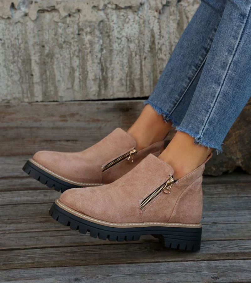 Bottines Confort Femme – Bout Rond avec Plateforme et Fermeture Zippée - Image 13