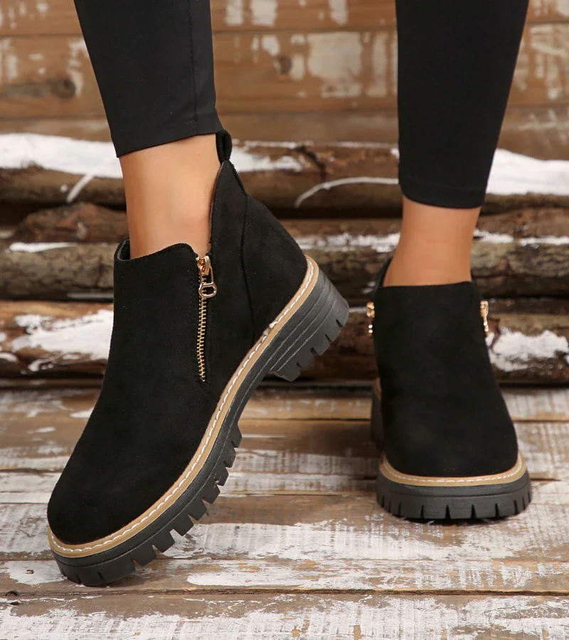 Bottines Confort Femme – Bout Rond avec Plateforme et Fermeture Zippée - Image 14