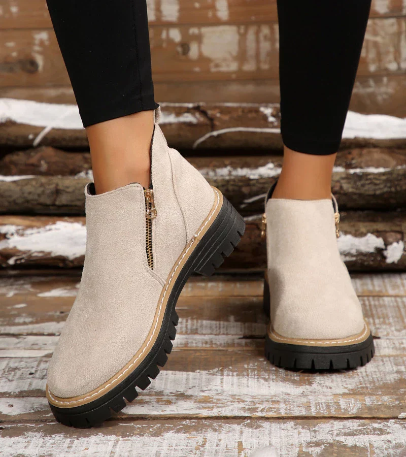 Bottines Confort Femme – Bout Rond avec Plateforme et Fermeture Zippée - Image 15