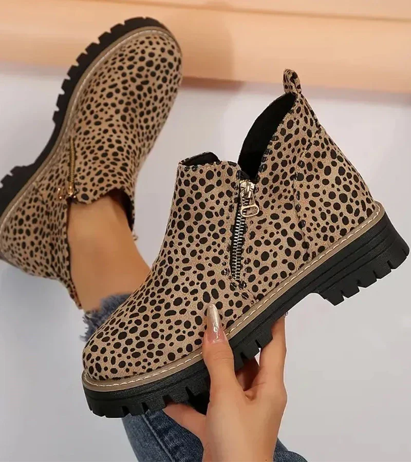 Bottines Confort Femme – Bout Rond avec Plateforme et Fermeture Zippée - Image 2