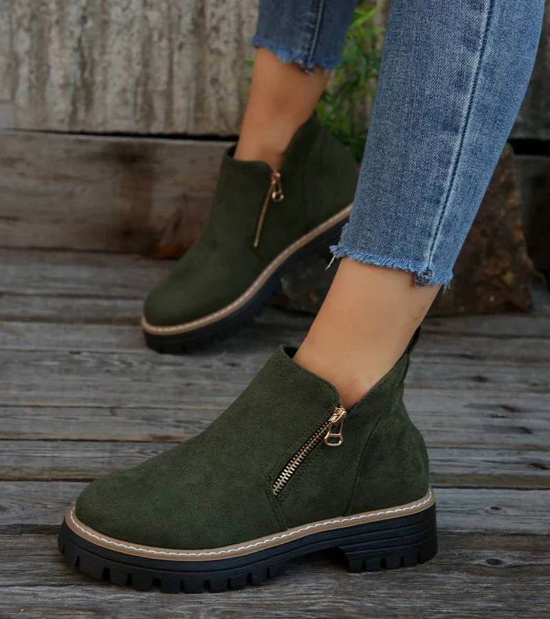 Bottines Confort Femme – Bout Rond avec Plateforme et Fermeture Zippée - Image 7