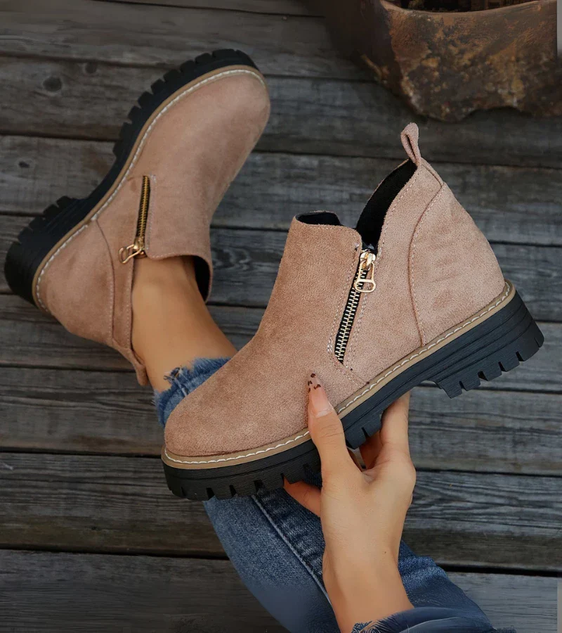 Bottines Confort Femme – Bout Rond avec Plateforme et Fermeture Zippée - Image 8