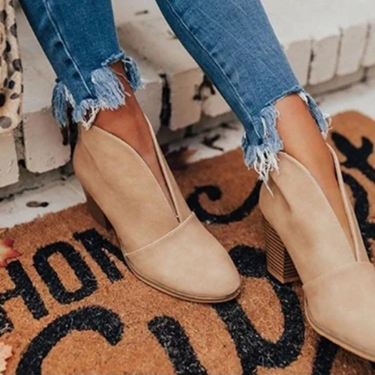 Bottines Femme à Coupe V – Style Chic à Enfiler avec Talon Épais - Image 4