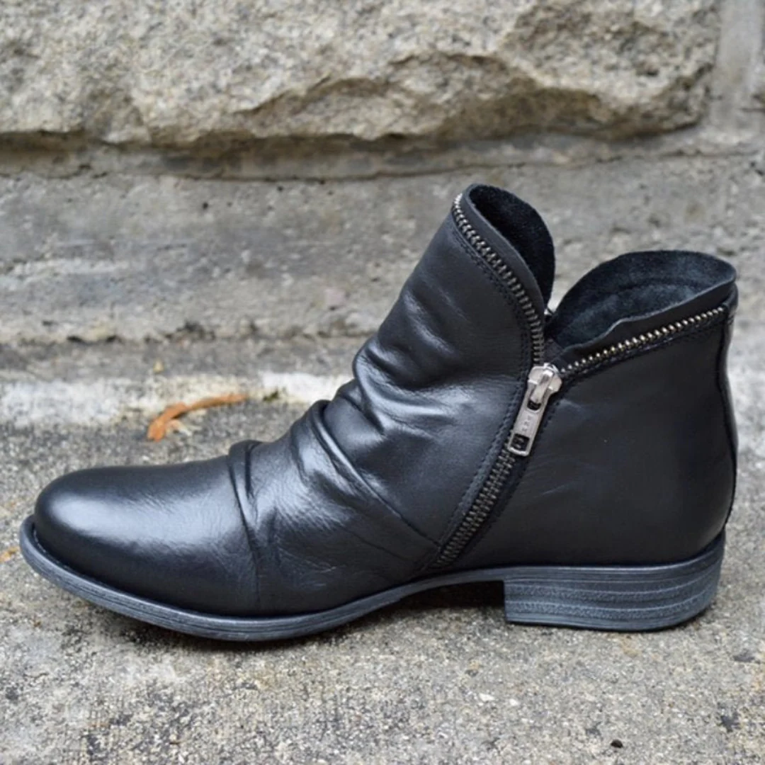 Bottines orthopédiques en cuir à fermeture éclair pour femme – Chaussures confortables et élégantes - Image 3