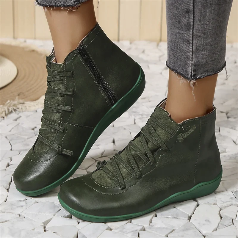 Bottines orthopédiques en cuir imperméables lacées pour femme – Confort quotidien - Image 5
