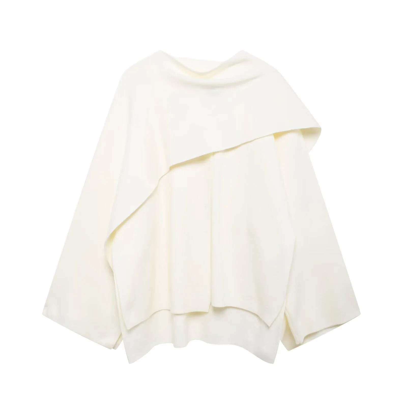 Cape Écharpe Élégante Femme – Manteau Asymétrique Oversize en Maille - Image 11