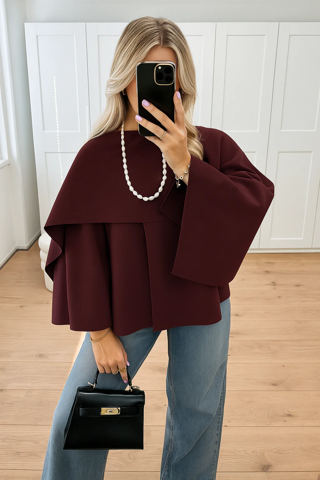 Cape Écharpe Élégante Femme – Manteau Asymétrique Oversize en Maille - Image 5