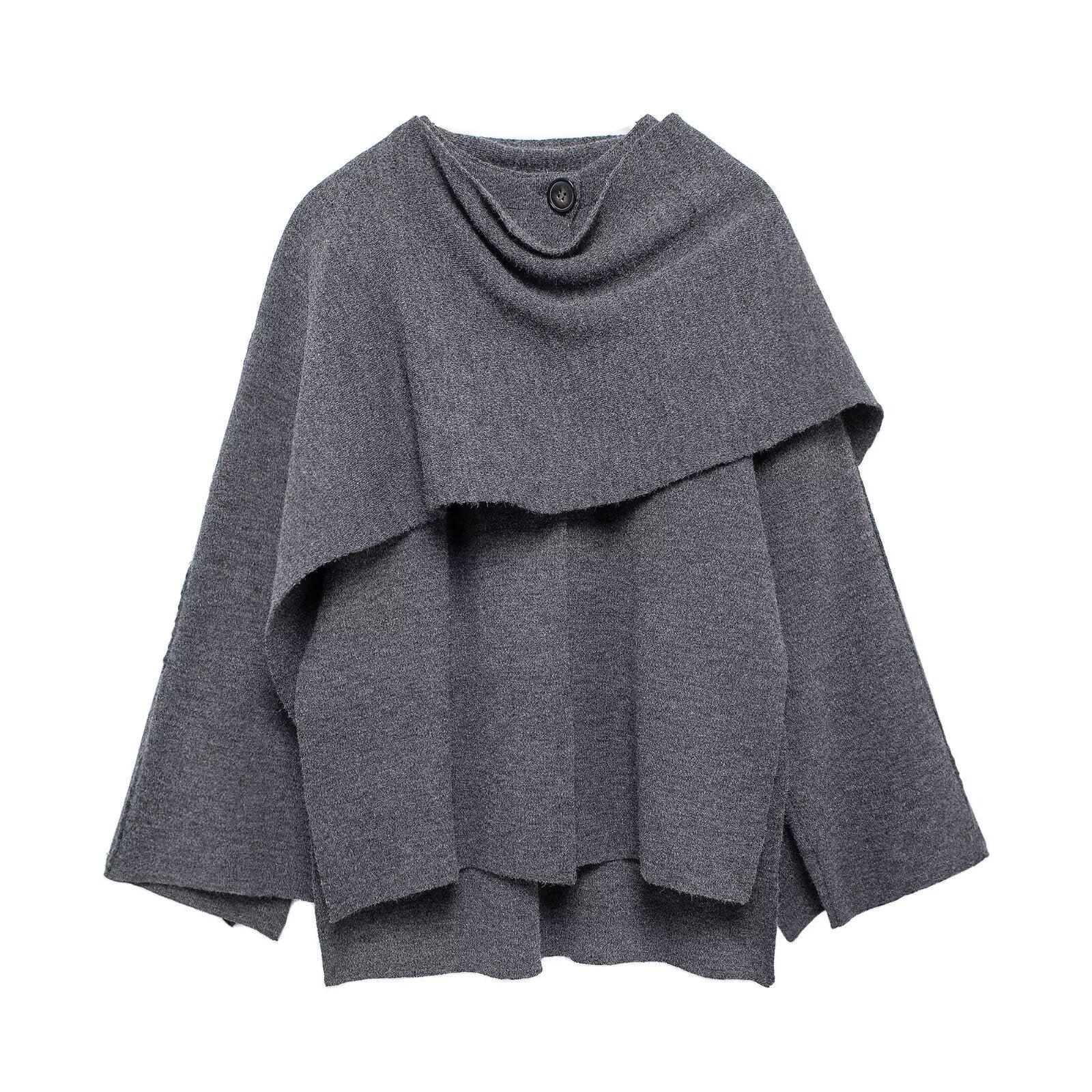 Cape Écharpe Élégante Femme – Manteau Asymétrique Oversize en Maille - Image 7