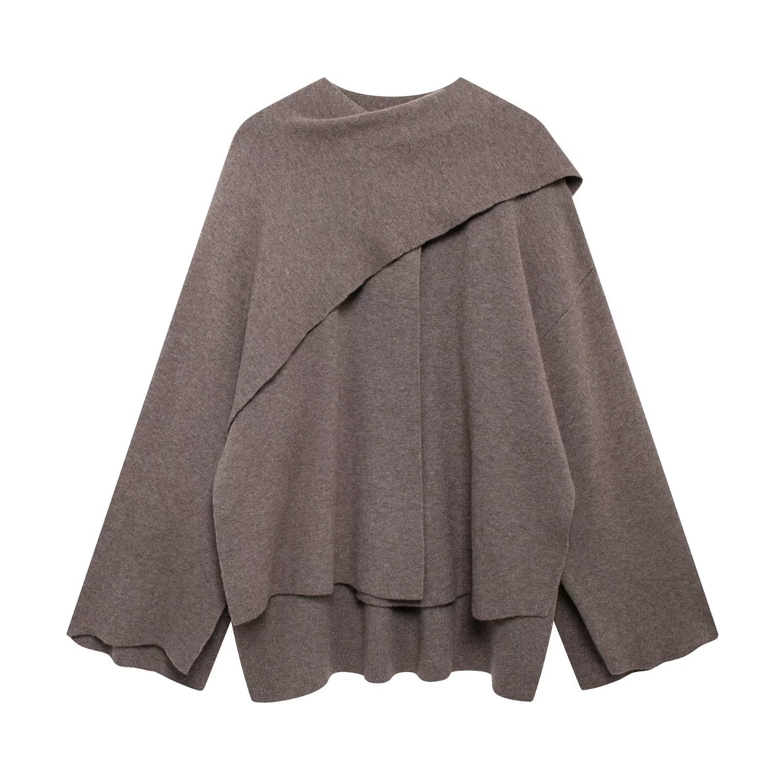 Cape Écharpe Élégante Femme – Manteau Asymétrique Oversize en Maille - Image 8