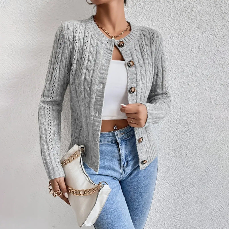Cardigan Boutonné en Maille Câblée pour Femmes – Maille Douce à Manches Longues - Image 2