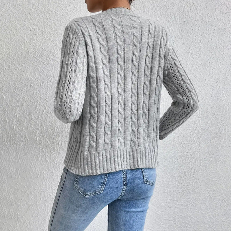 Cardigan Boutonné en Maille Câblée pour Femmes – Maille Douce à Manches Longues - Image 3