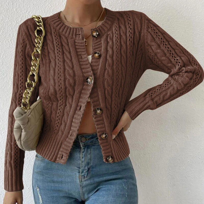 Cardigan Boutonné en Maille Câblée pour Femmes – Maille Douce à Manches Longues - Image 4