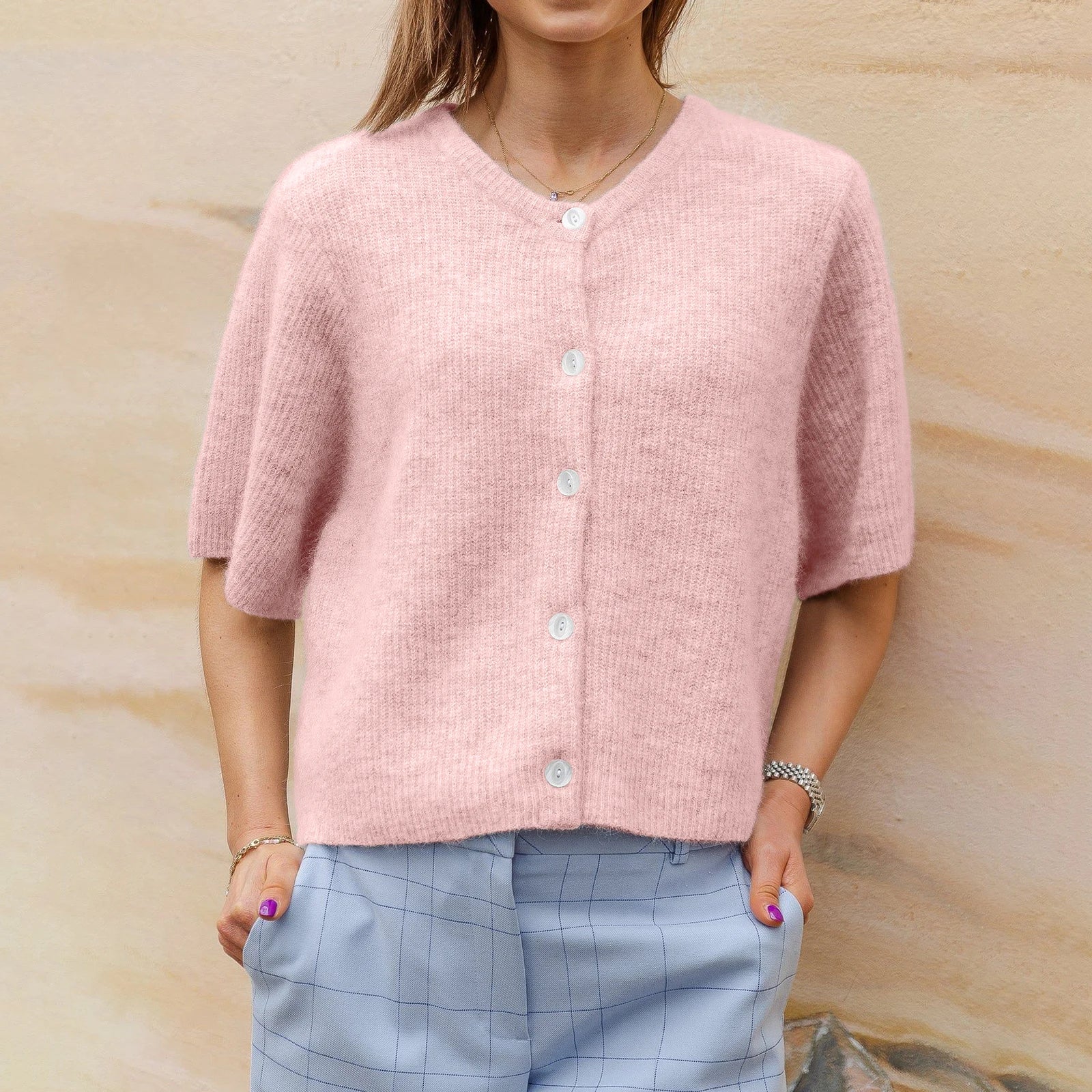 Cardigan élégant à manches courtes pour femme - Image 2