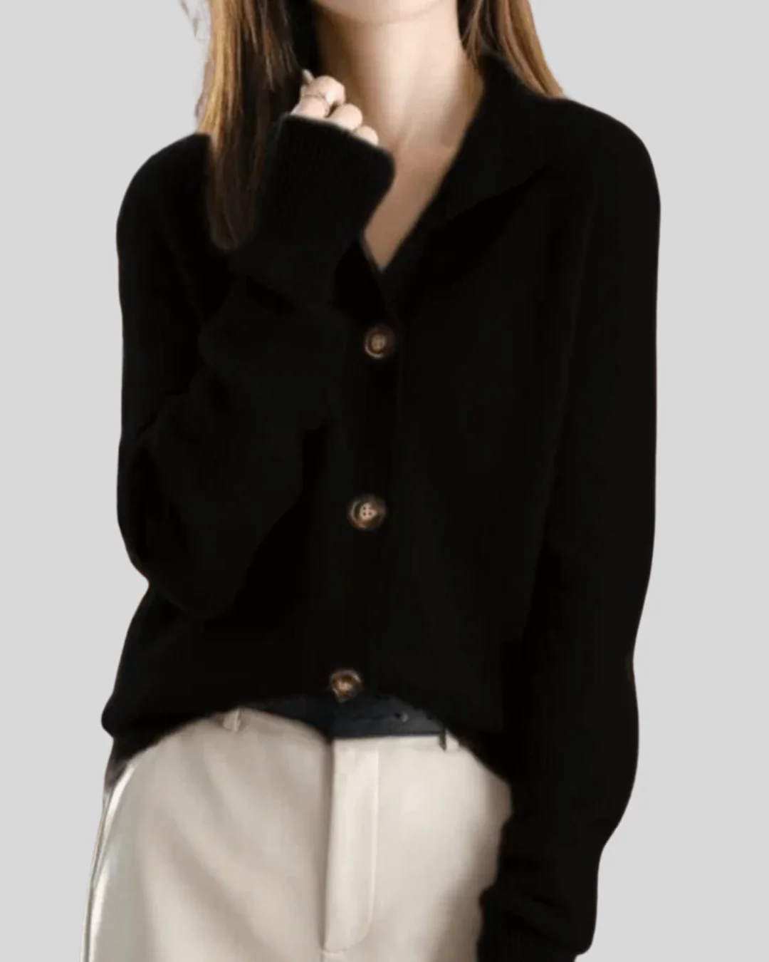 Cardigan Femme en Mélange de Laine – Tricot Doux à Col V et Boutonnage Avant - Image 5