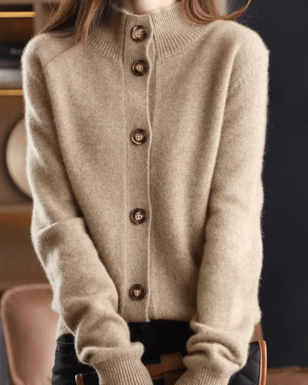 Cardigan Femme en Mélange de Laine – Tricot Doux à Col V et Boutonnage Avant - Image 7