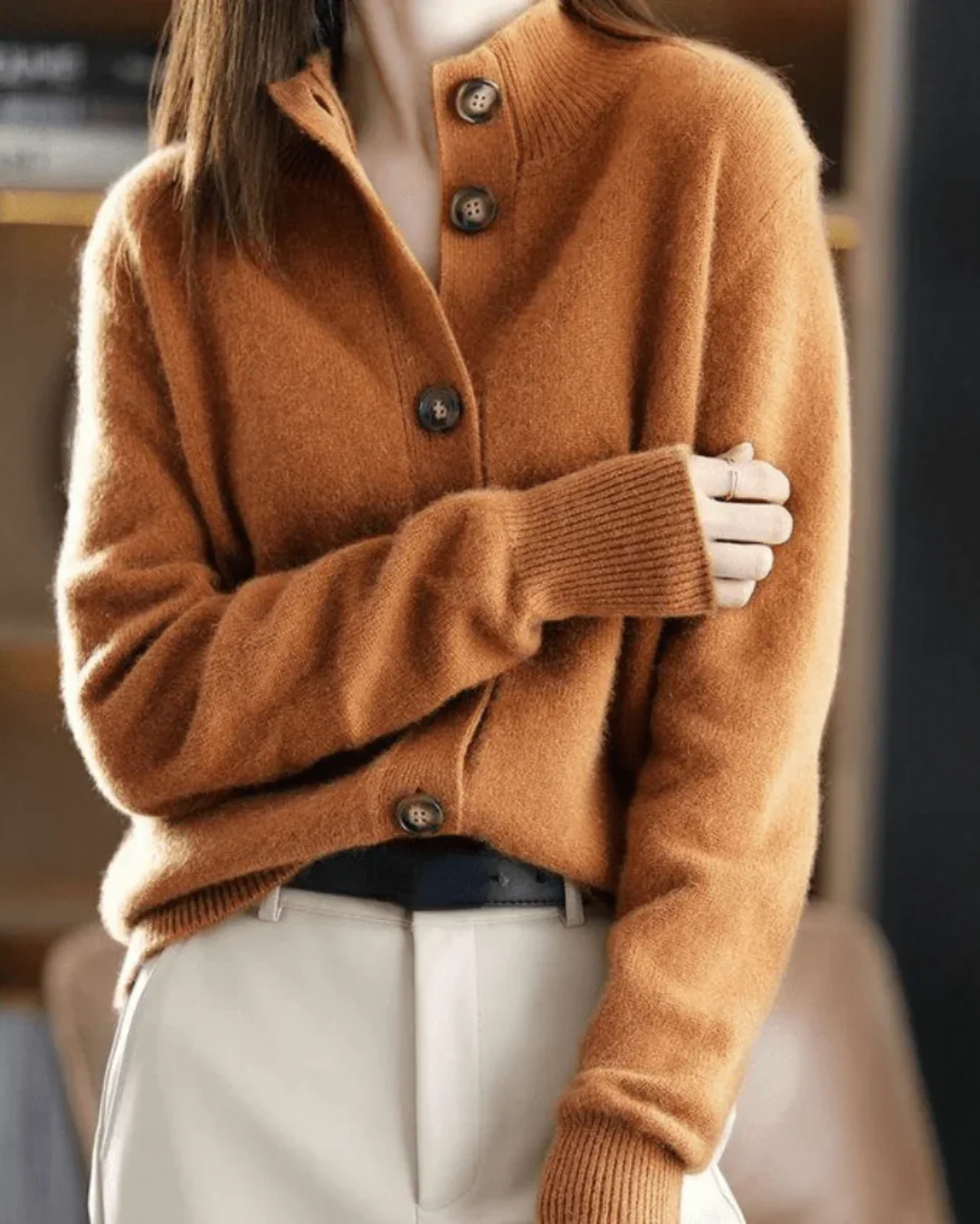 Cardigan Femme en Mélange de Laine – Tricot Doux à Col V et Boutonnage Avant - Image 8