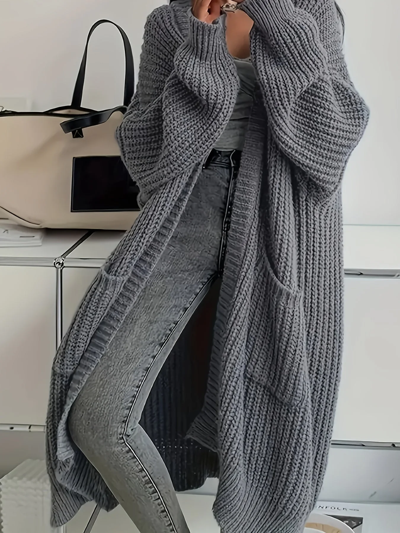 Cardigan Femme Oversize Ouvert – Tricot Long Douillet - Image 2
