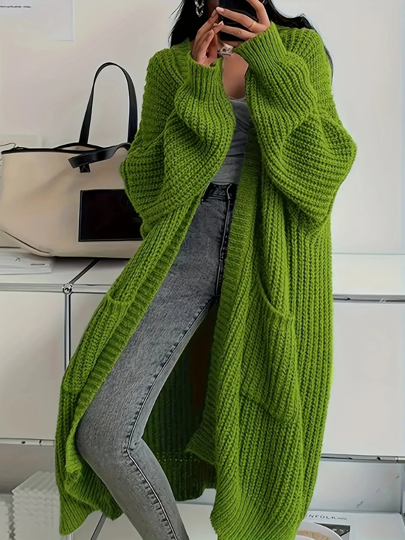 Cardigan Femme Oversize Ouvert – Tricot Long Douillet - Image 3
