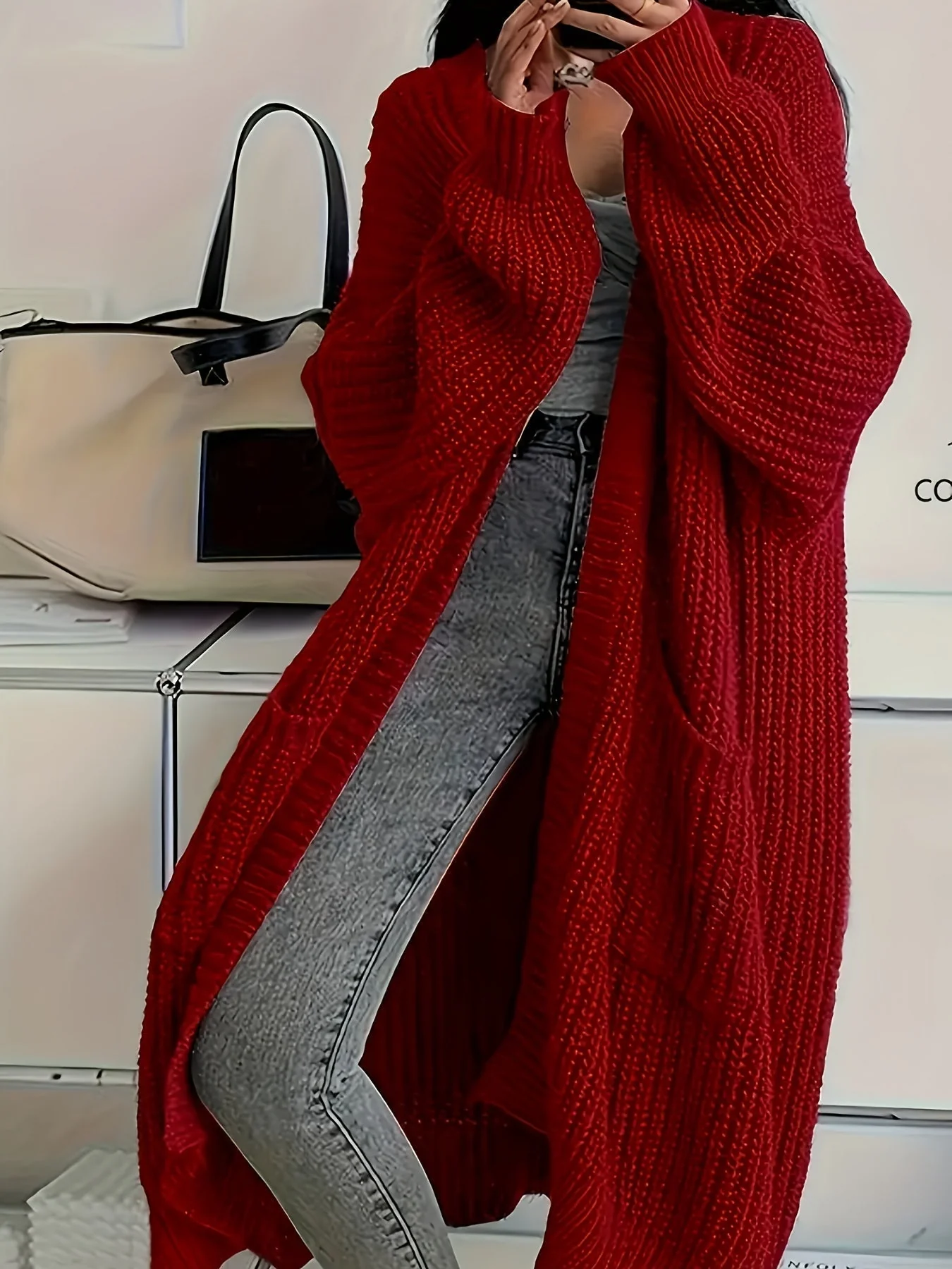 Cardigan Femme Oversize Ouvert – Tricot Long Douillet - Image 5