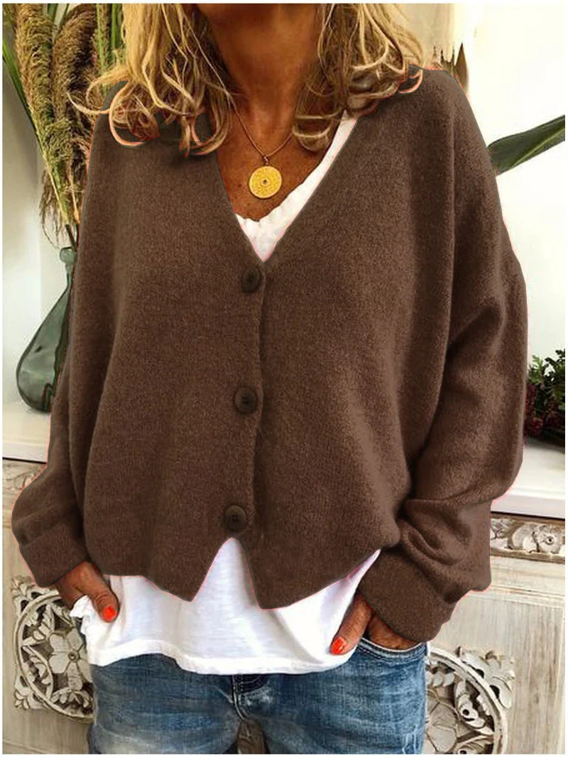 Cardigan Femme Tricoté Boutonné Col V Doux Élégant - Image 10