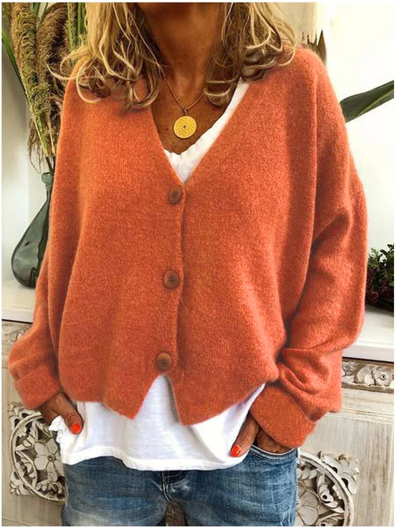 Cardigan Femme Tricoté Boutonné Col V Doux Élégant - Image 4