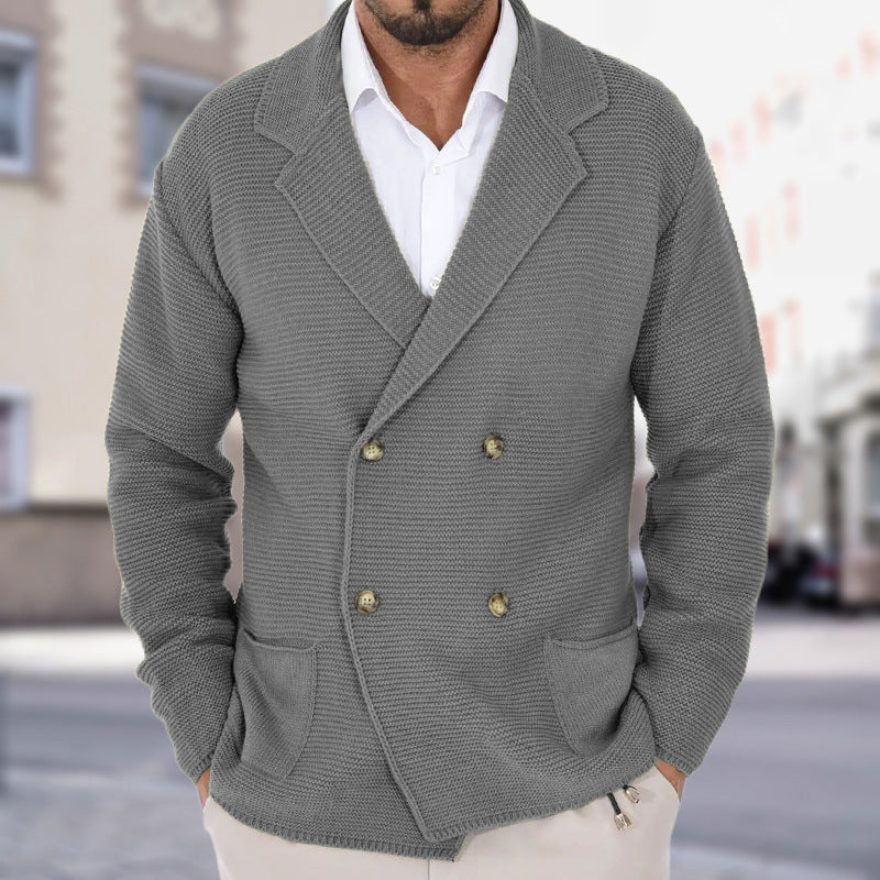 Cardigan Homme à Col Revers – Pull Fitté à Boutonnage Double en Maille Légère - Image 2