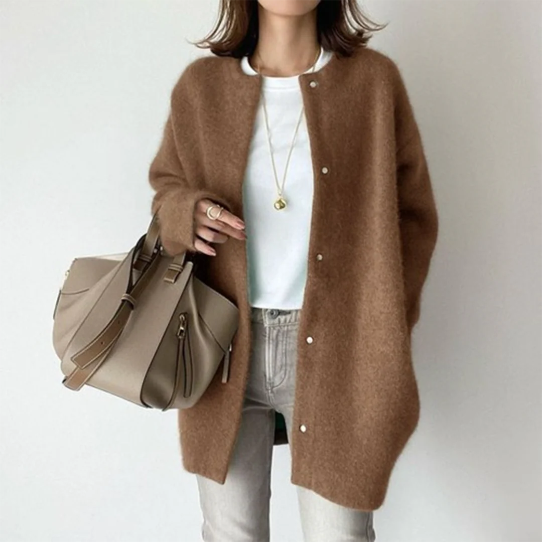 Cardigan Long Boutonné Élégant pour Femme – Pull Confortable à Col Rond - Image 14