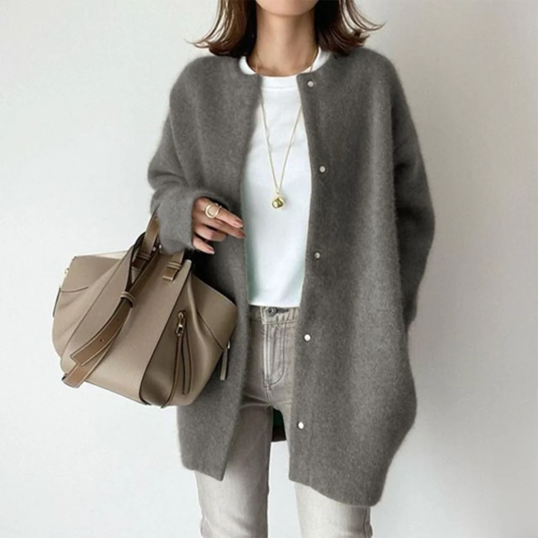Cardigan Long Boutonné Élégant pour Femme – Pull Confortable à Col Rond - Image 15