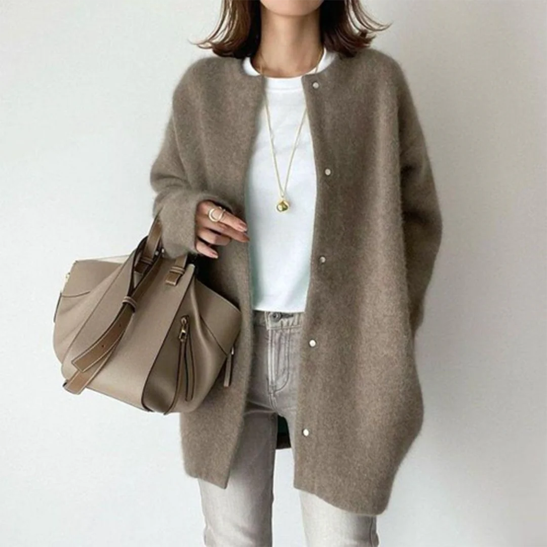 Cardigan Long Boutonné Élégant pour Femme – Pull Confortable à Col Rond - Image 16