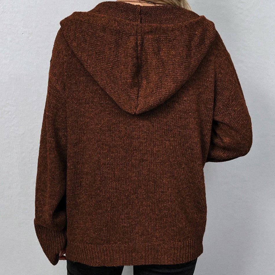 Cardigan Tricoté pour Femme avec Capuche et Cordon – Confort et Élégance - Image 4