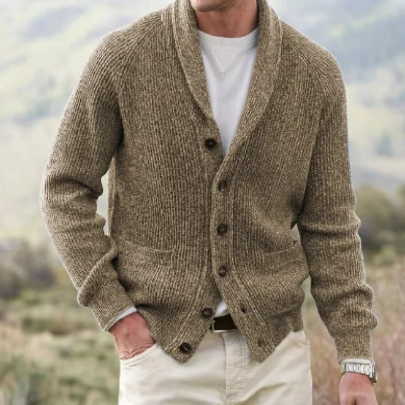 Cardigan Vintage Homme en Laine Boutonné – Confort Col V Tricoté - Image 3