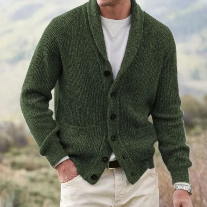 Cardigan Vintage Homme en Laine Boutonné – Confort Col V Tricoté - Image 6