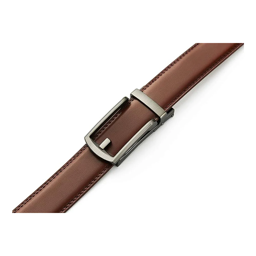Ceinture en cuir à cliquet pour homme avec fermeture à pression – Style ajustable décontracté et formel - Image 3
