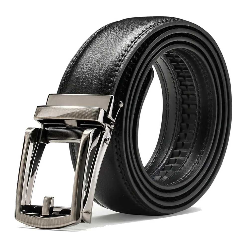 Ceinture en cuir à cliquet pour homme avec fermeture à pression – Style ajustable décontracté et formel - Image 6