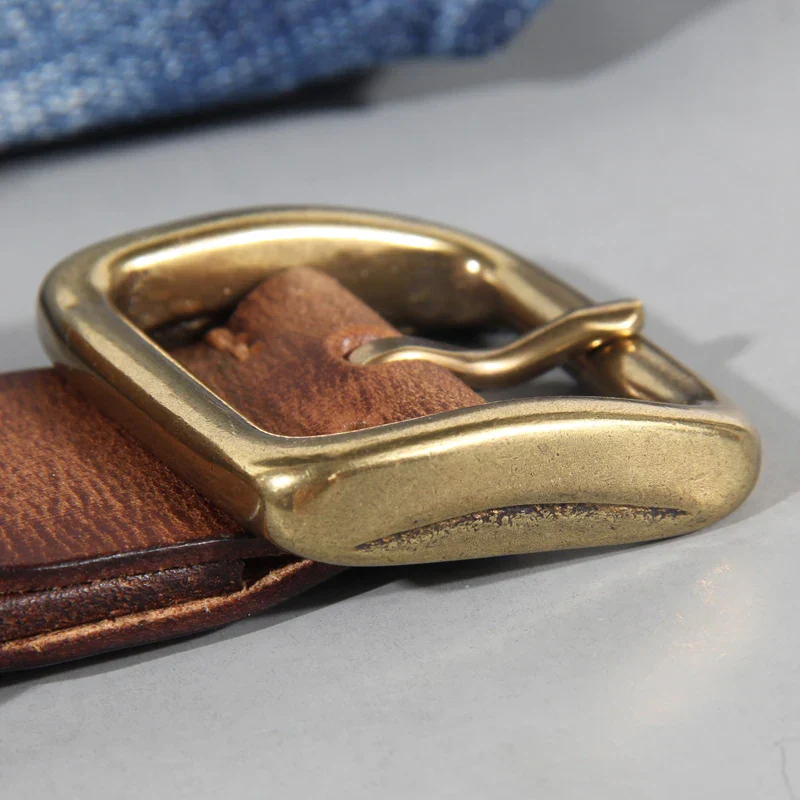Ceinture homme en cuir de vachette véritable – Ceinture artisanale avec boucle en laiton massif pour jean et pantalon - Image 5