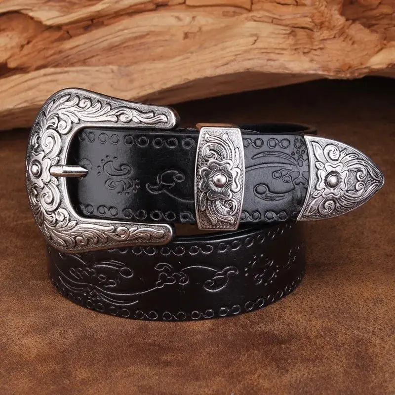 Ceinture homme en cuir de style western - Boucle gravée, style cow-boy classique - Image 7
