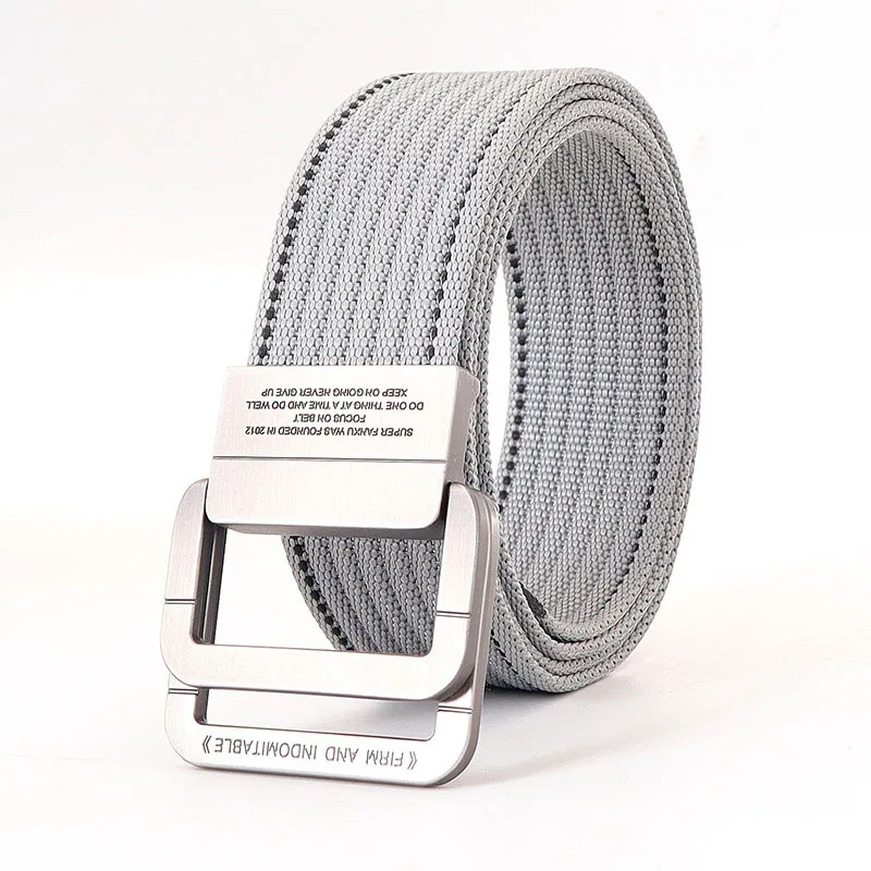 Ceinture Taille Unisexe en Toile Rayée – Sangle Décontractée à Boucle Métallique Double Anneau - Image 10