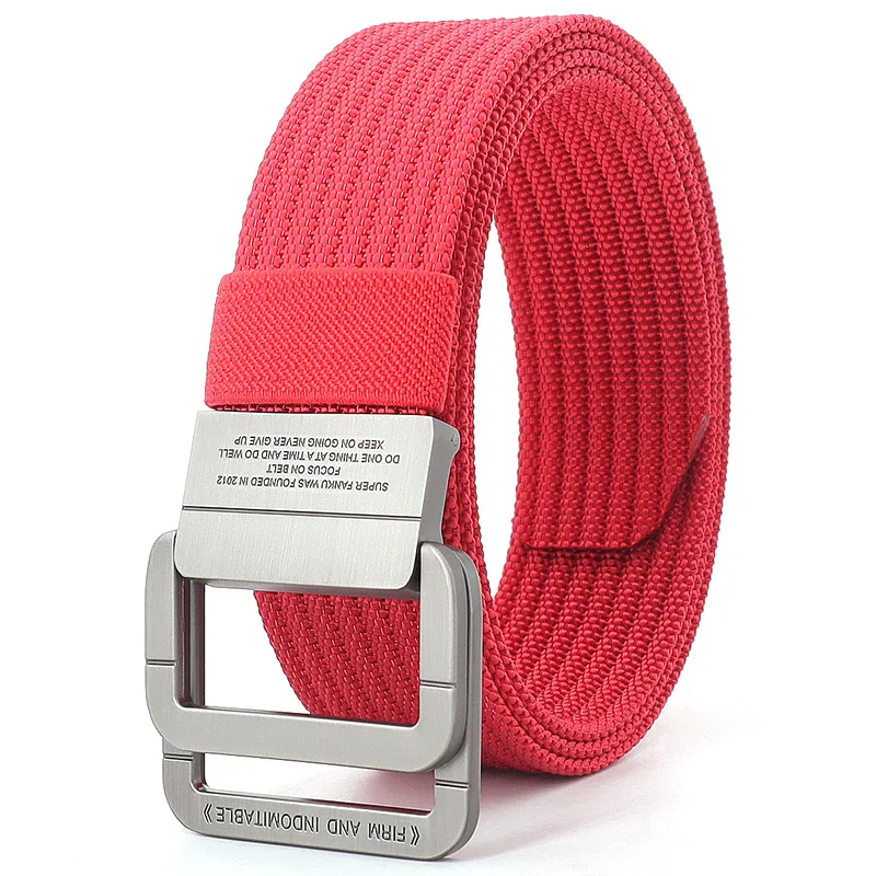 Ceinture Taille Unisexe en Toile Rayée – Sangle Décontractée à Boucle Métallique Double Anneau - Image 12