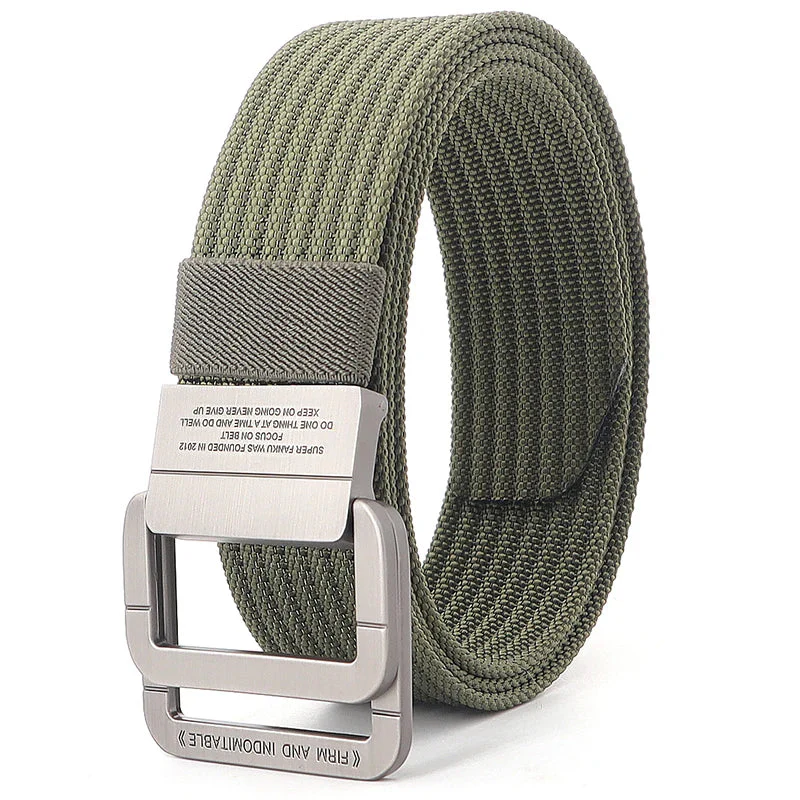 Ceinture Taille Unisexe en Toile Rayée – Sangle Décontractée à Boucle Métallique Double Anneau - Image 13