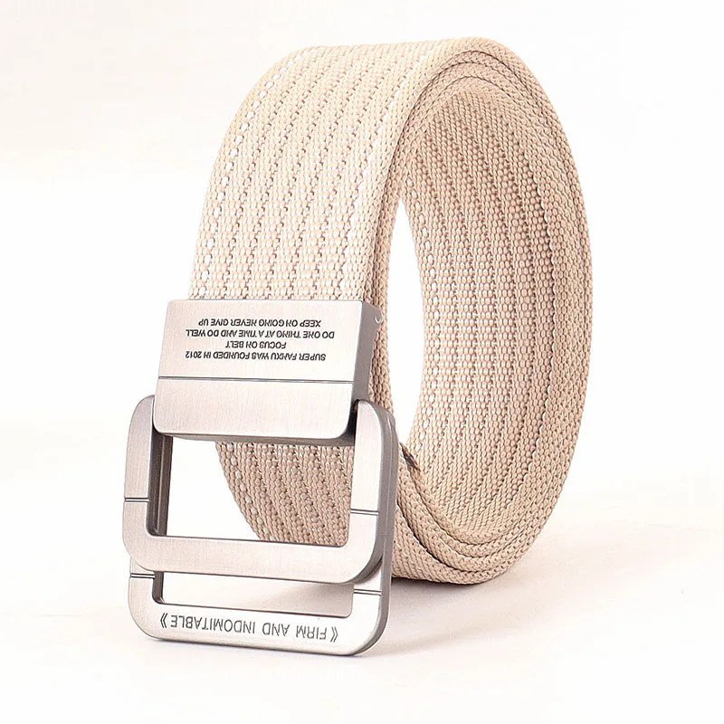 Ceinture Taille Unisexe en Toile Rayée – Sangle Décontractée à Boucle Métallique Double Anneau - Image 19