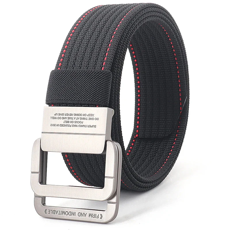 Ceinture Taille Unisexe en Toile Rayée – Sangle Décontractée à Boucle Métallique Double Anneau - Image 20