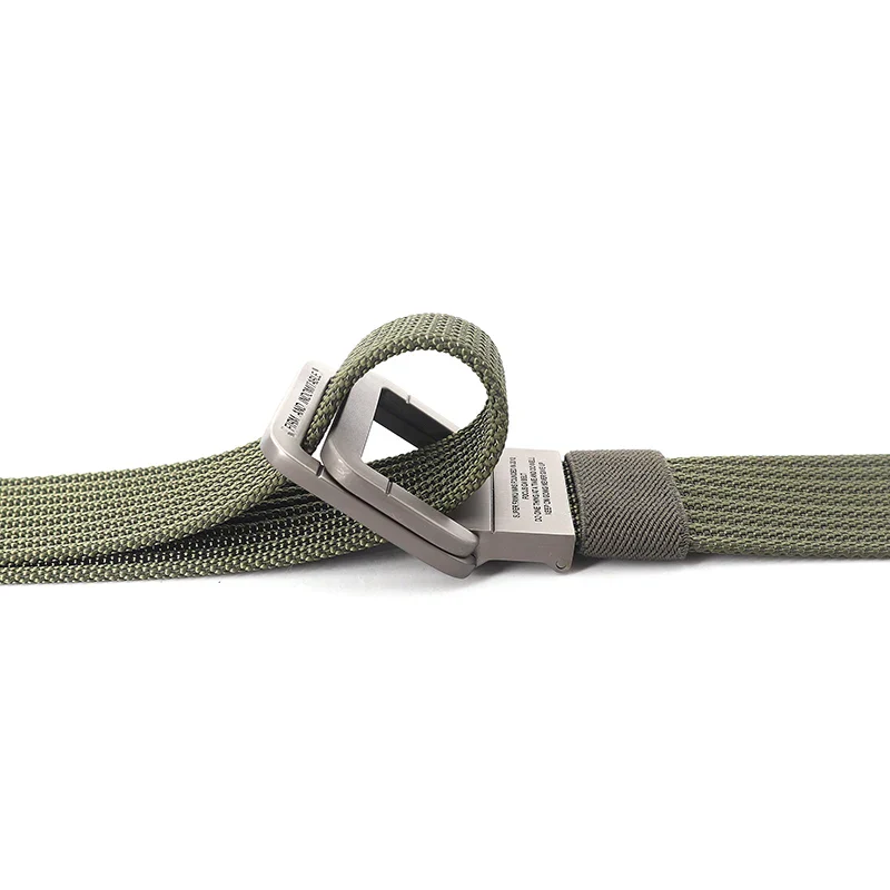 Ceinture Taille Unisexe en Toile Rayée – Sangle Décontractée à Boucle Métallique Double Anneau - Image 4